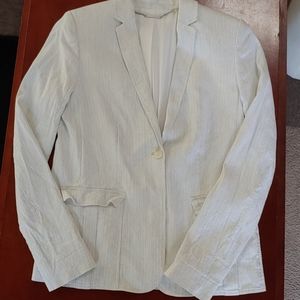 Ellie Tahari white pinstripe jacket US 4